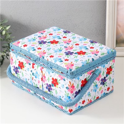 Шкатулка для рукоделия и шитья «Цветение на белом», хранение ниток, иголок, мелочи, 19×26×14.5 см