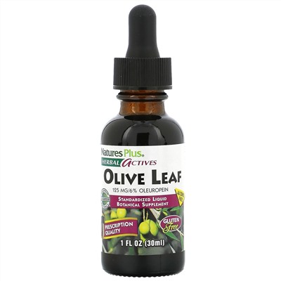 Nature's Plus, Herbal Actives, листья оливы, без спирта, 30 мл (1 жидк. унция)