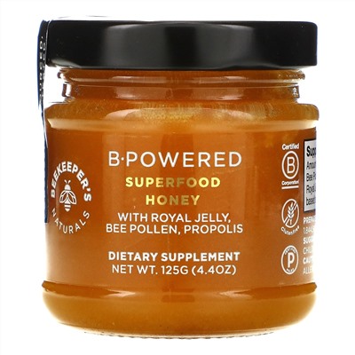 Beekeeper's Naturals, B. Powered Superfood Honey, 4.4 oz (125 g)