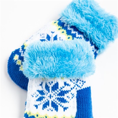 Варежки детские, голубые, размер 13 (2-4 года)