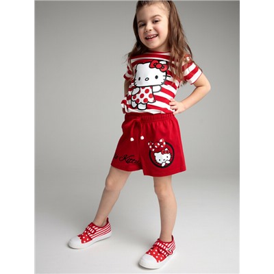 Комплект трикотажный для девочек: фуфайка (футболка), шорты