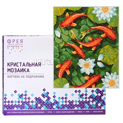 Кристальная (алмазная) мозаика на подрамнике 40х30 "Карпы Кои"