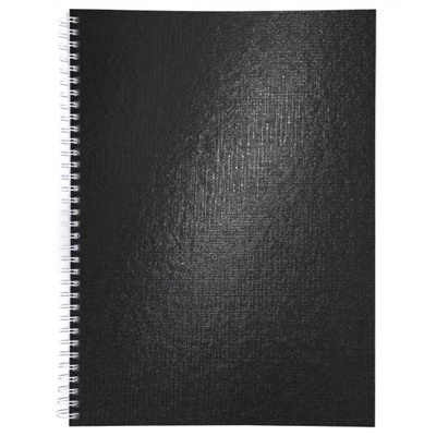 Тетрадь А4  96л клетка на спирали "Бумвинил METALLIC Черная" (077202) Хатбер