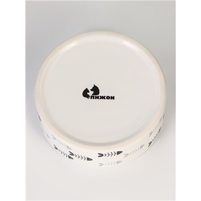 Миска «Рыбные косточки», 300 мл, 12.5×4.5 см, керамика, серая, белая