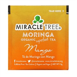 Miracle Tree, Moringa Organic Superfood Tea, Mango, Caffeine Free, 25 Tea Bags, 1.23 oz (37.5 g)