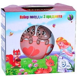 60406 Детский набор посуды 3пр Мишки LR (х12)