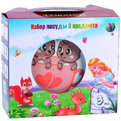 60406 Детский набор посуды 3пр Мишки LR (х12)