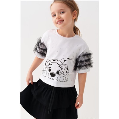 Комплект трикотажный для девочек: джемпер (футболка), юбка PLAYTODAY, 1240019