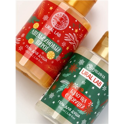 Подарочный набор новогодний в санях: гель для душа 2 шт., соль для ванны и мочалка, URAL LAB