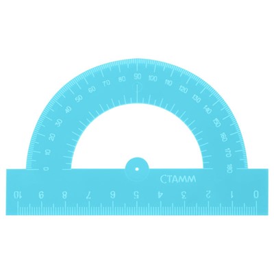 Транспортир 180 градусов 10 см прозрачный, неоновые цвета, ассорти ТР21 Стамм
