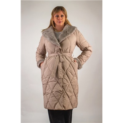 Стеганое пальто с меховой отделкой арт. 23153