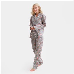 Пижама новогодняя женская (рубашка, брюки) KAFTAN «Зайка», серая, размер 40-42