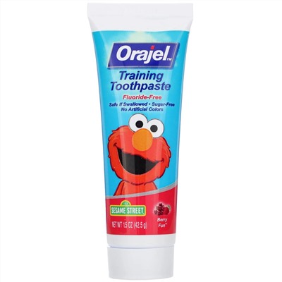 Orajel, Elmo Training Toothpaste, Fluoride-Free, 3 Months to 4 Years, Berry Fun, 1.5 oz (42.5 g)