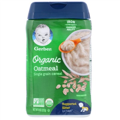 Gerber, 1st Foods, органическая овсянка, из одного вида злаков, 227 г (8 унций)