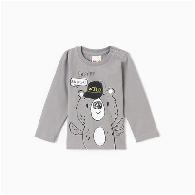 Лонгслив для мальчика, рост 74 см, серый