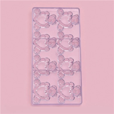 Форма конфет и шоколада «Влюблённые мишки», 28×14 см, 8 ячеек, прозрачная