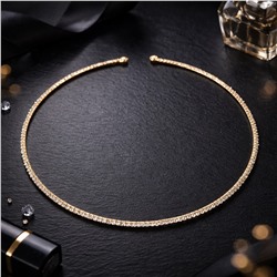 Колье-чокер тонкое со стразами, цвет золотистый, арт.007.272