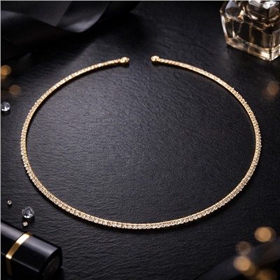 Колье-чокер тонкое со стразами, цвет золотистый, арт.007.272