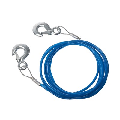 Трос буксировочный TORSO металлический в ПВХ оплётке, 4 м, 2 тонны, 2 крюка