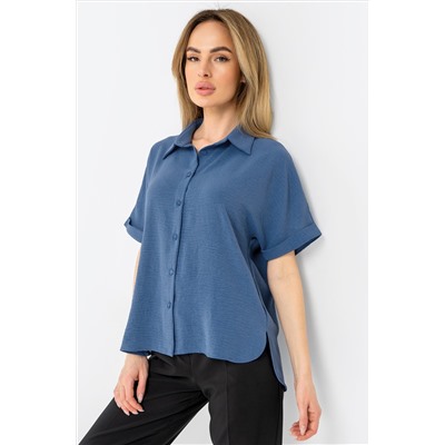 Женская рубашка с коротким рукавом из ткани-жатка Happyfox