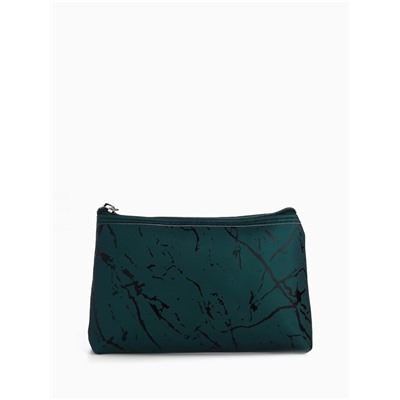 Набор простых косметичек на молниях 2 в 1, с рисунком, тёмно-зелёный