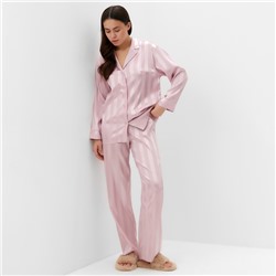 Пижама женская (рубашка, брюки) KAFTAN «Полоска», цвет пудровый, размер 48-50