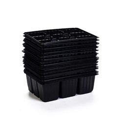 Кассета для рассады, 18×13.5×5.5 см, 9 ячеек, ячейка 100 мл, пластиковая, чёрная, набор 20 шт.