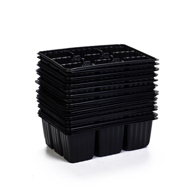 Кассета для рассады, 18×13.5×5.5 см, 9 ячеек, ячейка 100 мл, пластиковая, чёрная, набор 20 шт.