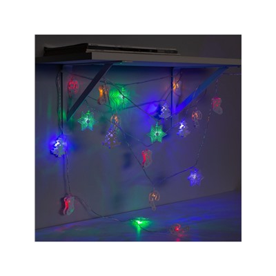 Гирлянда «Нить» 4 м с насадками «Новогодняя сказка», IP20, прозрачная нить, 20 LED, свечение мульти, 8 режимов, 220 В