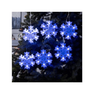 Гирлянда «Нить» 2 м с насадками «Снежинка матовая», IP20, прозрачная нить, 36 LED, свечение синее, 220 В