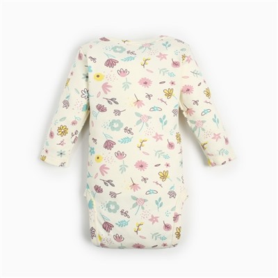 Боди для девочки «Крошка Я» Flower, рост 62-68 см, бежевое