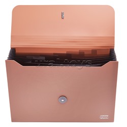 Папка с резинкой с 8-ю отделениями "SigNature" A4 (330x260x10 мм) полипропилен 600 мкм, фактура ткань, черные разделители 160 мкм, индивидуальная упаковка, пудрово розовая