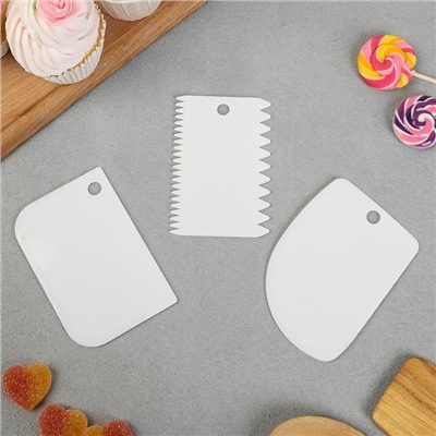 Шпатели кондитерские, набор «Сладости» 11.5×8 см, 11.2×6.5 см, 10×7 см, 3 шт.