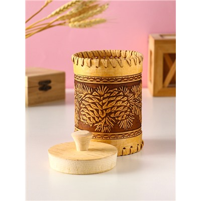 Туес шитый «Шишки», банка для хранения, береста