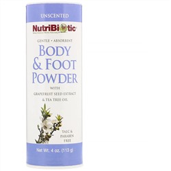 NutriBiotic, Body & Foot Powder with Grapefruit Seed Extract & Tea Tree Oil, Unscented, 4 oz (113 g)