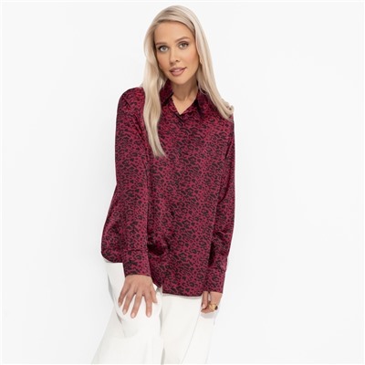 Рубашка с принтом, Шепот шёлка (бордо)