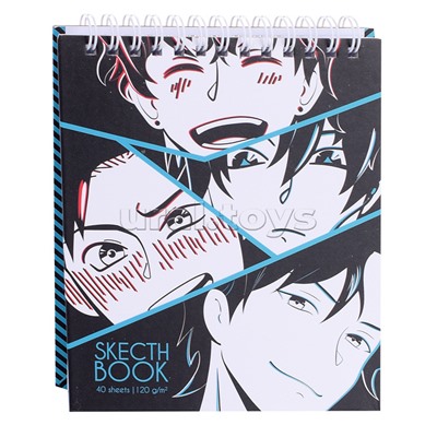 Скетчбук,Альбом для рисования 40л. "Аниме лица" Sev плотность бумаги 120 г/м2