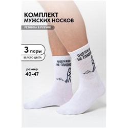 Носки мужские Оценки не главное (набор 3 пары) (Белый)