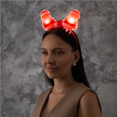 Ободок светодиодный «Дед Мороз» 18×16×3 см, 2 LED, батарейки AG10×3 (в комплекте), мерцание, свечение мульти