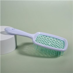 Расчёска массажная, широкая, вентилируемая, 8.5×20.5 см, PVC коробка, цвет белый/бирюзовый