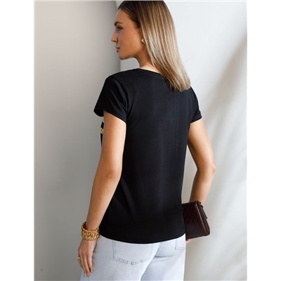 Нарядная футболка с золотистым принтом