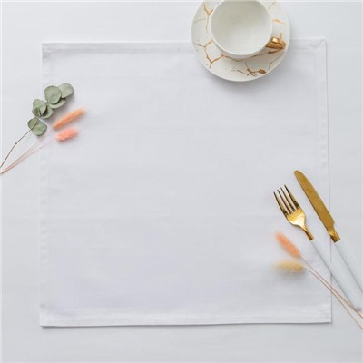 Салфетка столовая «Этель», 40×40, белая, 100% хлопок, саржа, 250 гр/м²