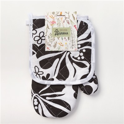 Кухонный набор (2 предмета) Доляна «Тренд», прихватка 17×17 см, рукавица 26×16 см, 100% п/э