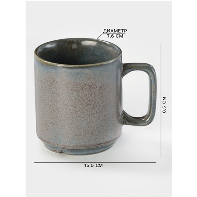 Кружка Magistro Shadow, 270 мл, 15.5×7.6×8.5 см, фарфор, серая