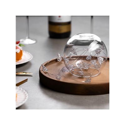 Гирлянда «Нить» 2 м роса с насадками «Снежная ёлочка», IP20, серебристая нить, 20 LED, 2 режима, батарейки ААх2 (нет в комплекте), свечение тёплое белое