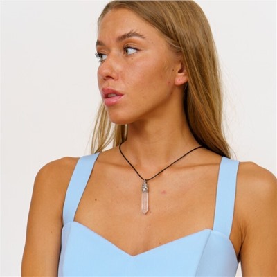 Кулон со шнурком из натурального камня горный Хрусталь, 1048, арт.218.222