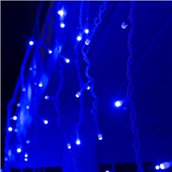 Гирлянда «Бахрома» 3 × 0.6 м, IP44, УМС, белая нить, 160 SMD-LED, свечение синее, 220 В