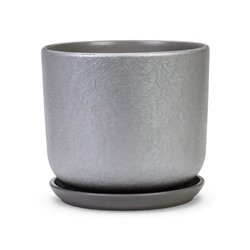 Горшок для цветов «Жемчуг», 5.4 л, d=21.5 см, h=19 см, керамический, с поддоном, серый