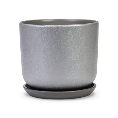 Горшок для цветов «Жемчуг», 5.4 л, d=21.5 см, h=19 см, керамический, с поддоном, серый