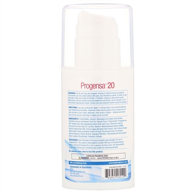 AllVia, Progensa 20, крем с прогестероном, 113 г (4 унции)